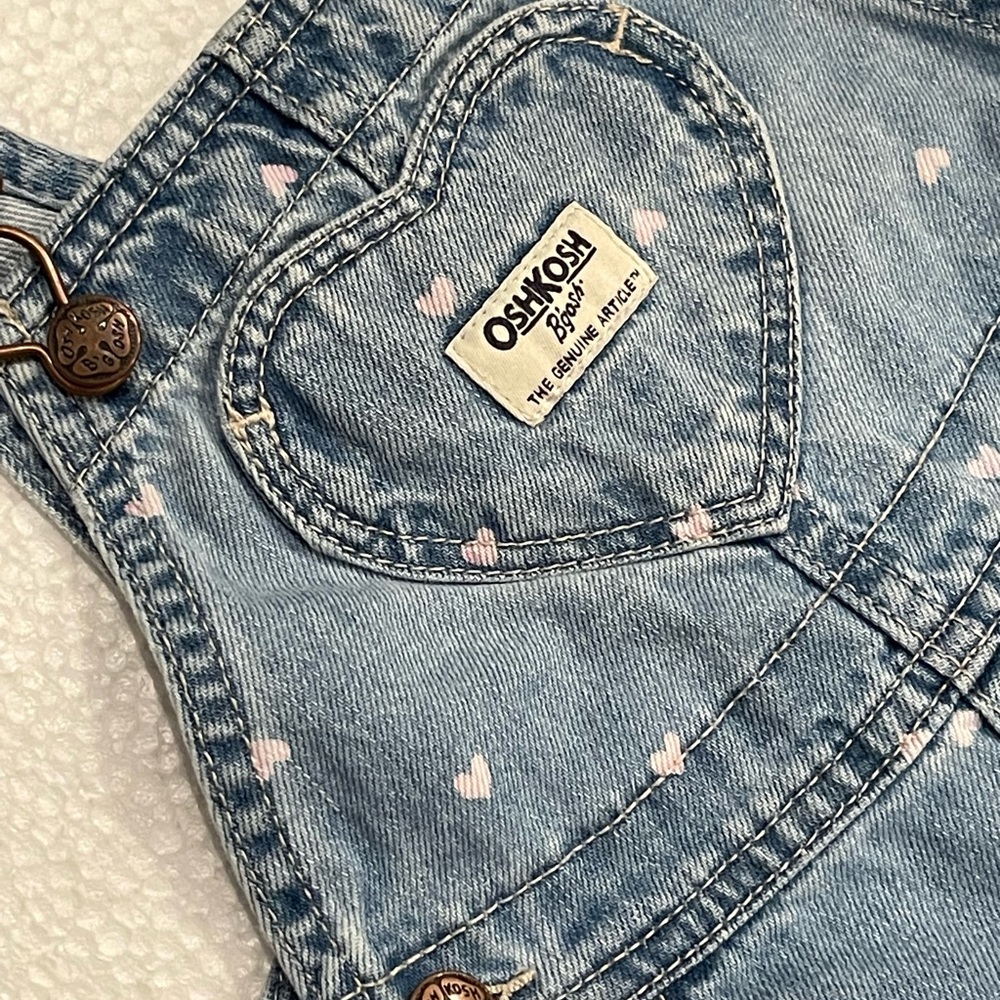 Osh Kosh B’Gosh Denim Overalls with Baby Pink Printed Hearts